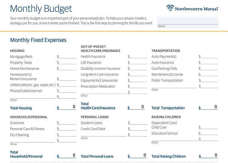 monthly budget