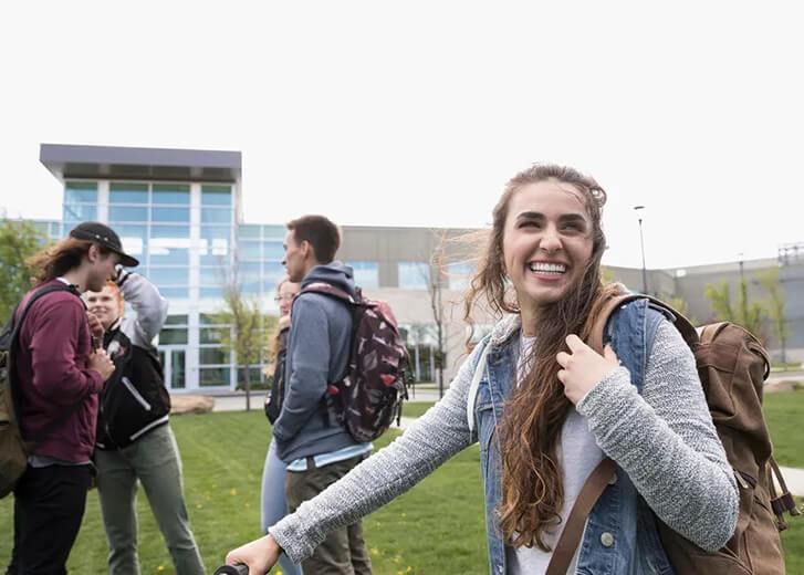 woman student with backpack